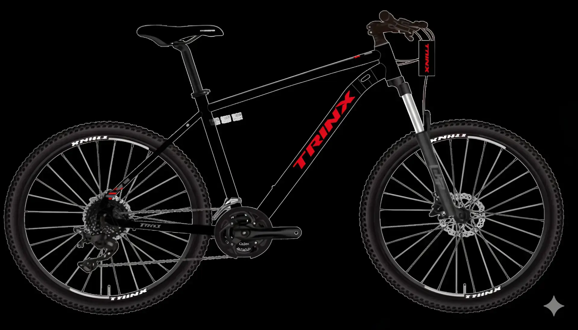 TRINX M136 PRO DAĞ BİSİKLETİ SHIMANO ST-EF500 3*7 VİTES ALLOY MEKANİK DİSC FREN MAT SİYAH GRİ KIRMIZI - 29*19